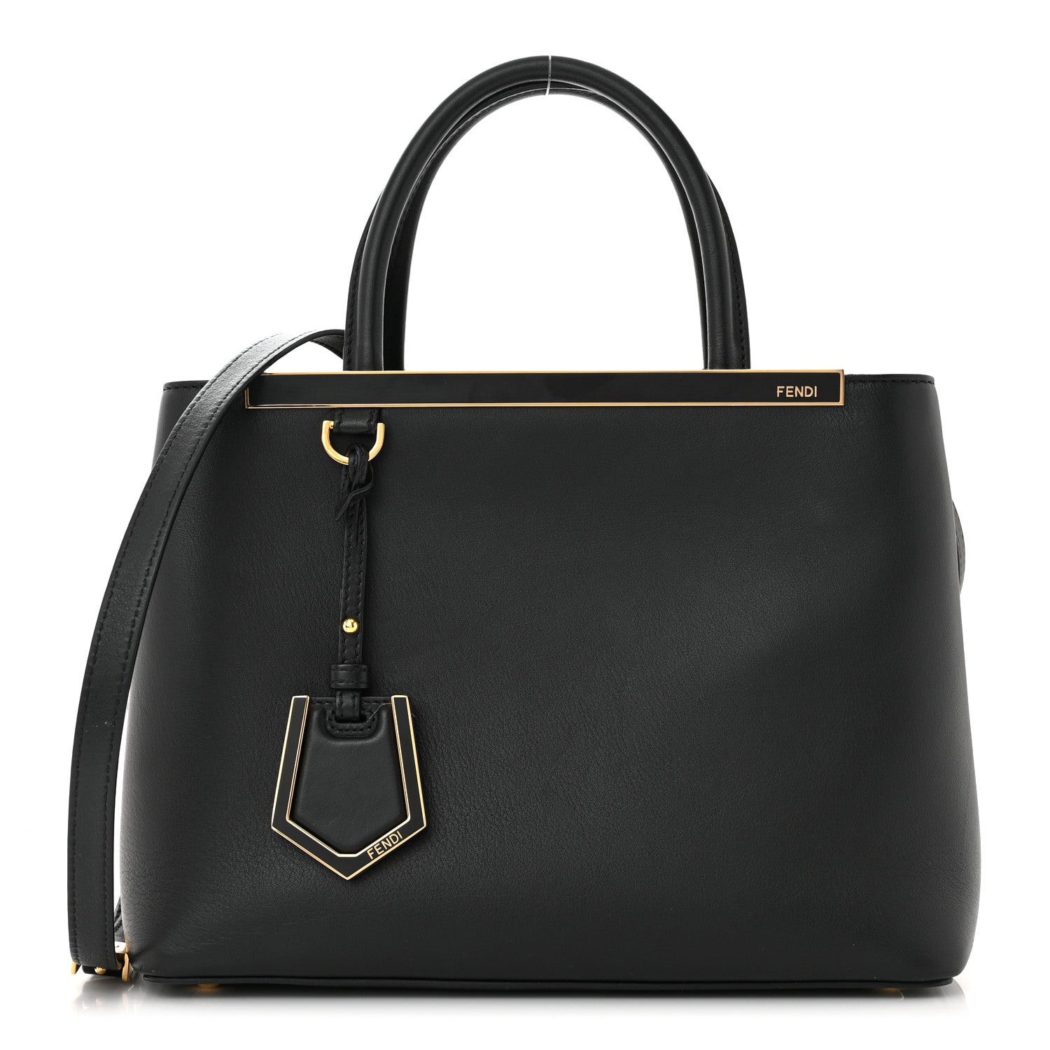 Fendi Vitello Dolce Century Petite 2Jours Tote Black Carbone 1 of 11