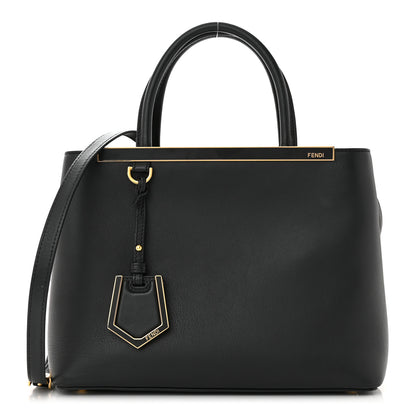 Fendi Vitello Dolce Century Petite 2Jours Tote Black Carbone 1 of 11
