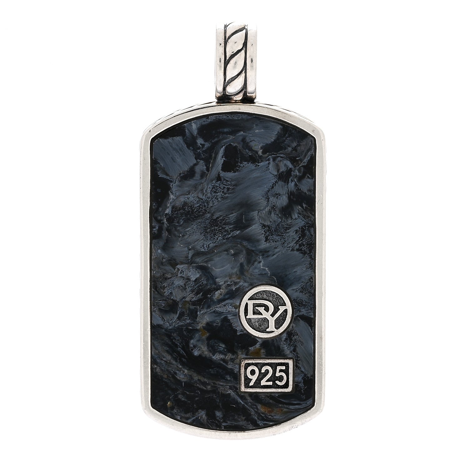 David Yurman Sterling Silver Pietersite Dog Tag Pendant 1 of 3