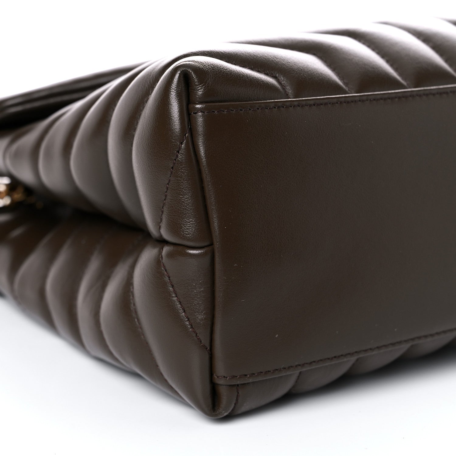 Saint Laurent Calfskin Y Quilted Monogram Medium Loulou Chain Satchel Soil Brown 9 of 15