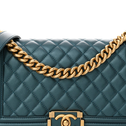 Chanel Metallic Calfskin Quilted Medium Boy Flap Blue 8 of 12