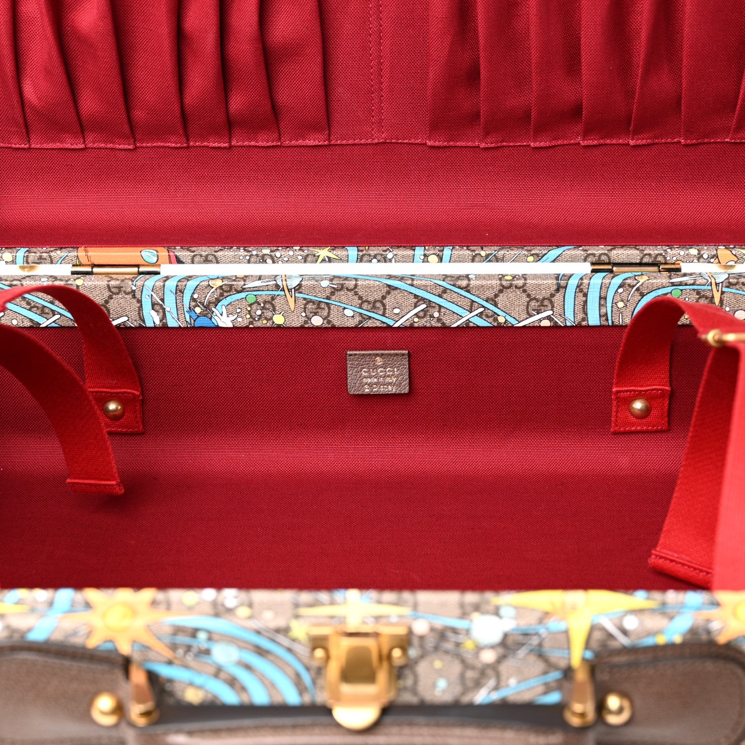 Gucci X DISNEY GG Supreme Monogram Donald Duck Retro Interlocking G Medium Savoy Suitcase Beige Multicolor New Acero 4 of 10
