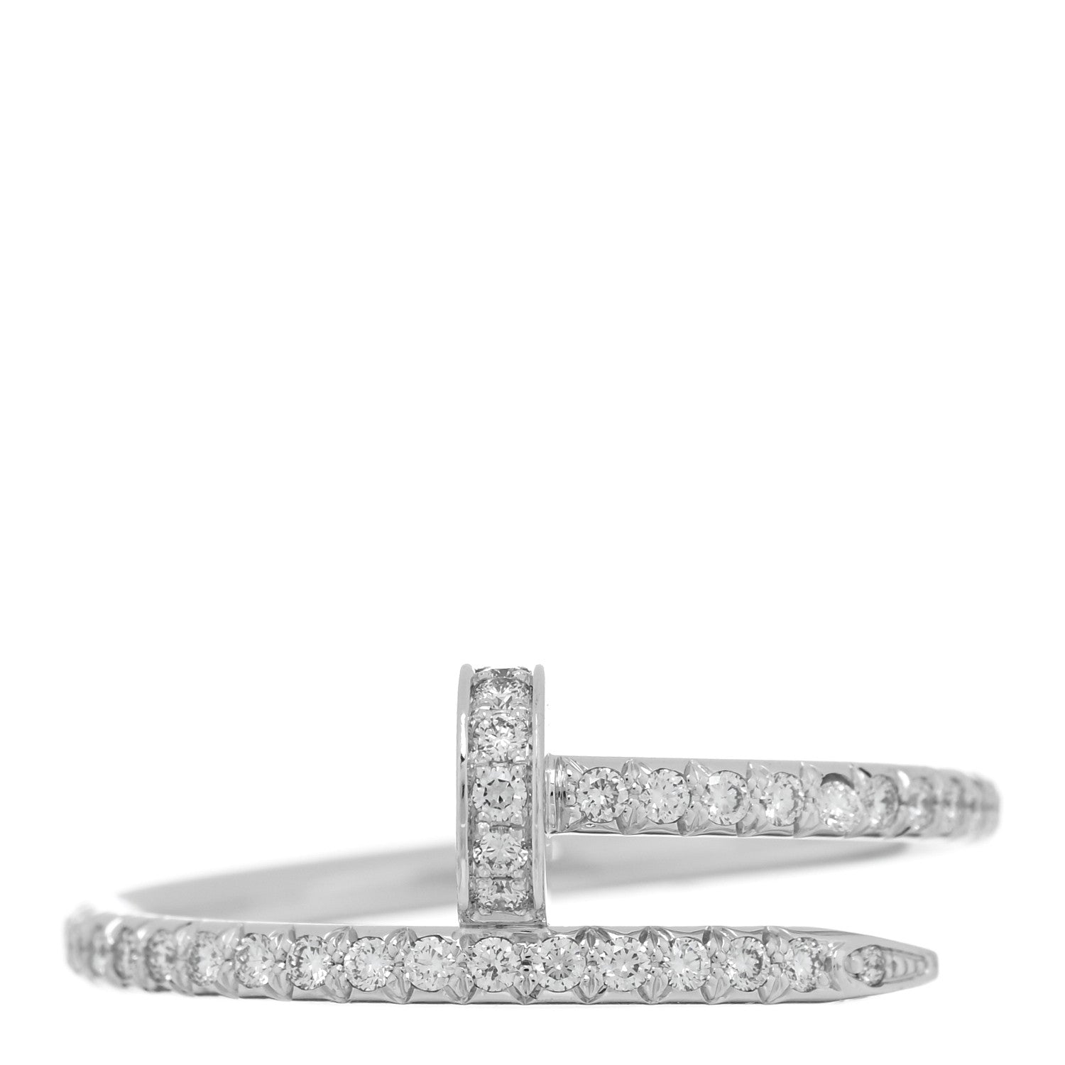 Cartier 18K White Gold Diamond Juste Un Clou Paved Ring 55 7.25 1 of 5