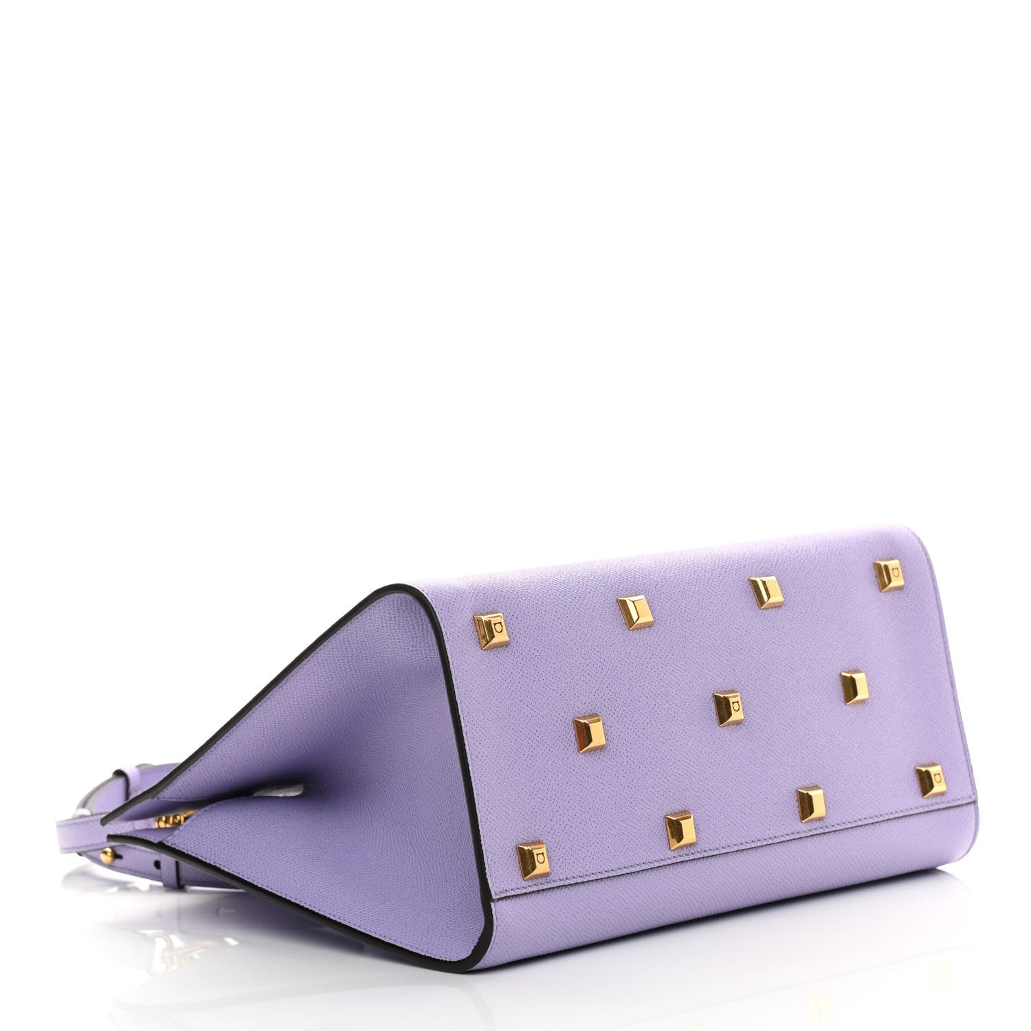 Salvatore Ferragamo Hammered Calfskin Medium The Studio Box Bag Spring Crocus 4 of 10