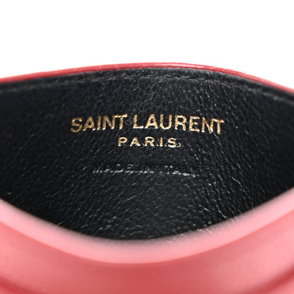 Saint Laurent Grain De Poudre Matelasse Chevron Monogram Credit Card Case Opyum Red 6 of 16