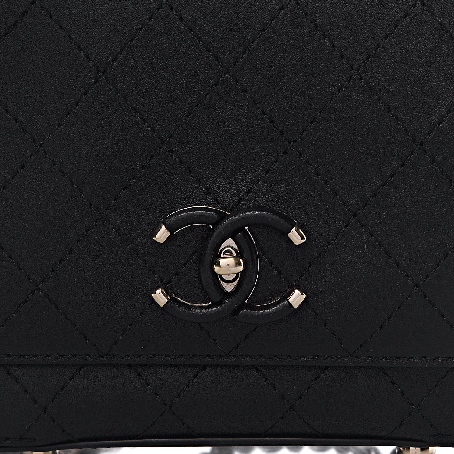 Chanel Calfskin Stitched Small Covered CC Flap Bag Black 10 of 11