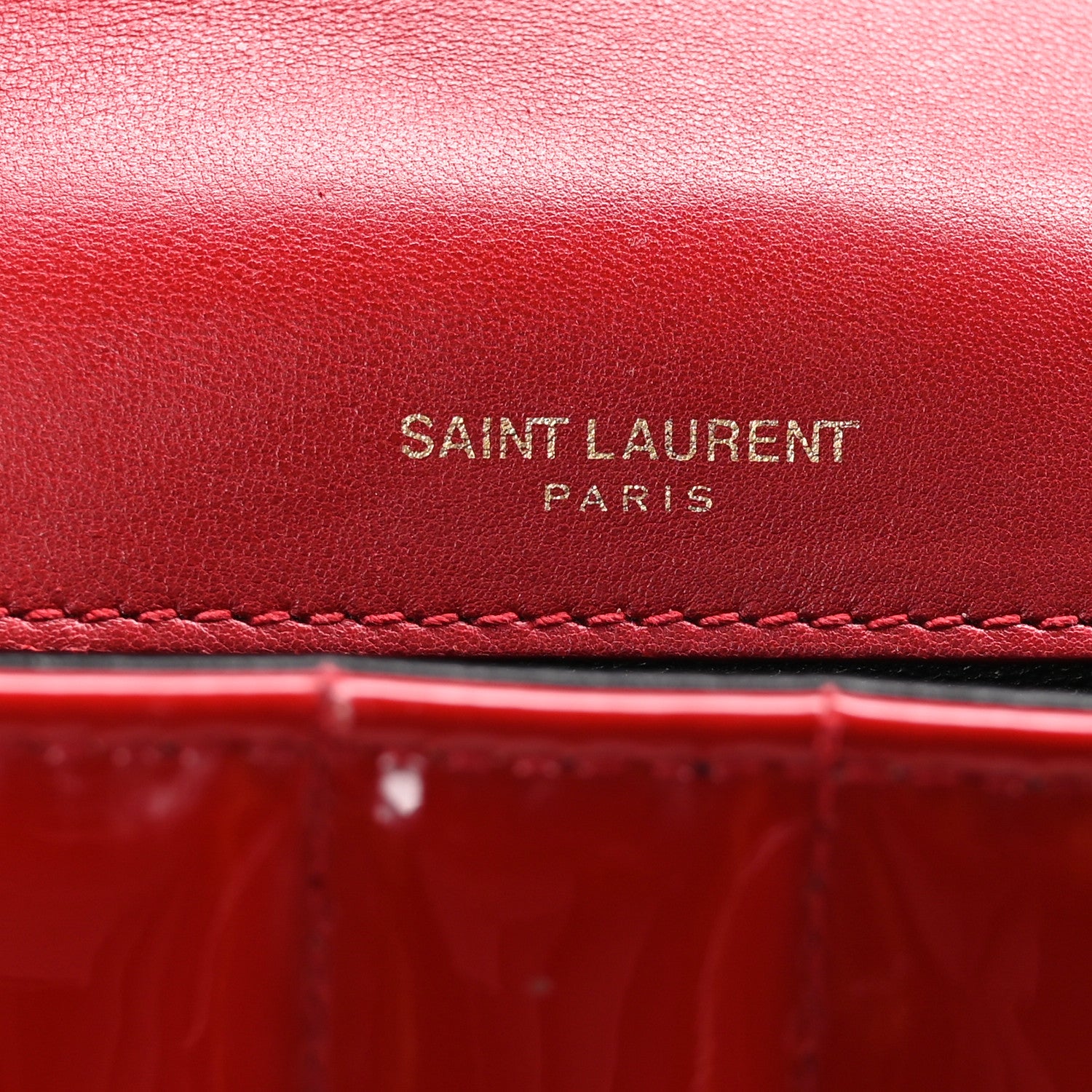 Saint Laurent SAINT LAURENT Patent Matelasse Monogram Small Vicky Chain Bag Red 6 of 9