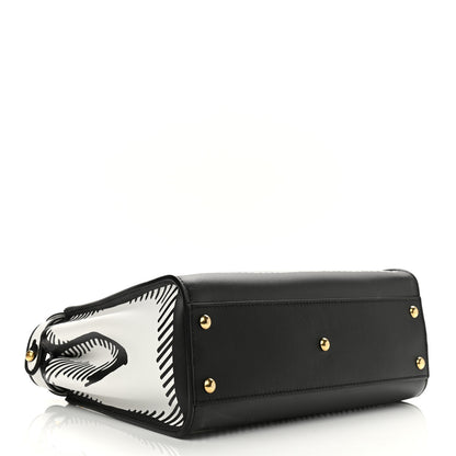 Fendi X JOSHUA VIDES Calfskin Medium Peekaboo Iconic Satchel White Black 4 of 11
