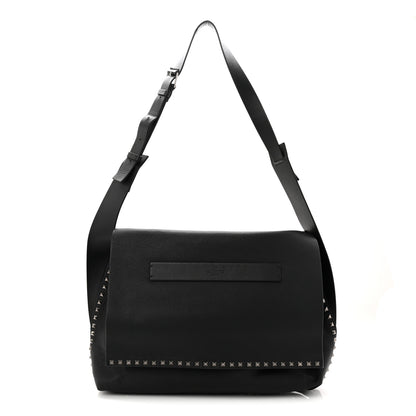 Valentino Garavani Pebbled Calfskin Rockstud Messenger Black 1 of 9