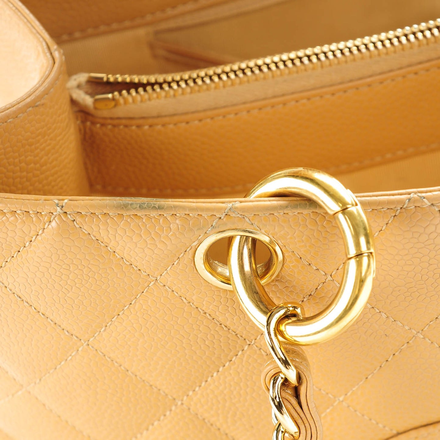 Caviar Quilted Grand Shopping Tote GST Beige