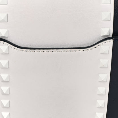 Valentino Garavani Vitello Colorblock Large Free Rockstud Halfmoon Saddle Bag Marine White 14 of 14