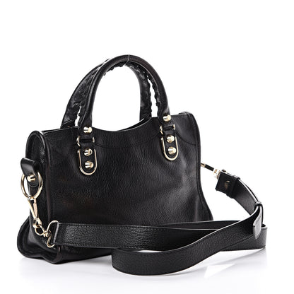 Balenciaga Chevre Gold Metallic Edge Hardware Mini City Black 2 of 9