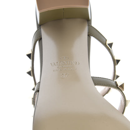 Valentino Garavani Calfskin Rockstud 60mm Caged Slide Sandals Sandals 37 Lichen 6 of 7