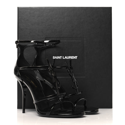 Saint Laurent Patent Cassandra 100 Ankle Strap Sandals 39 Black 10 of 10