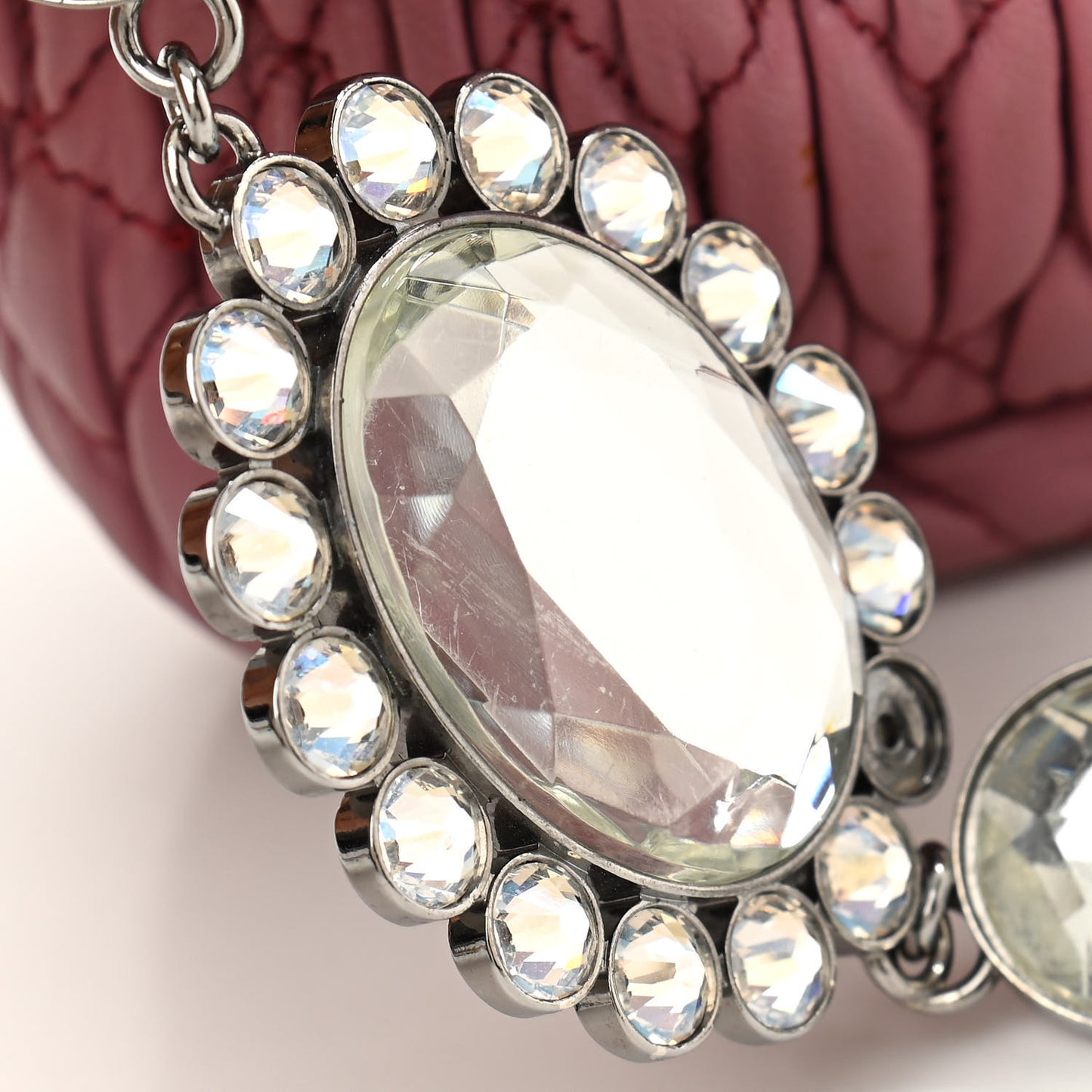Nappa Matelasse Crystal Flap Clutch Rosa