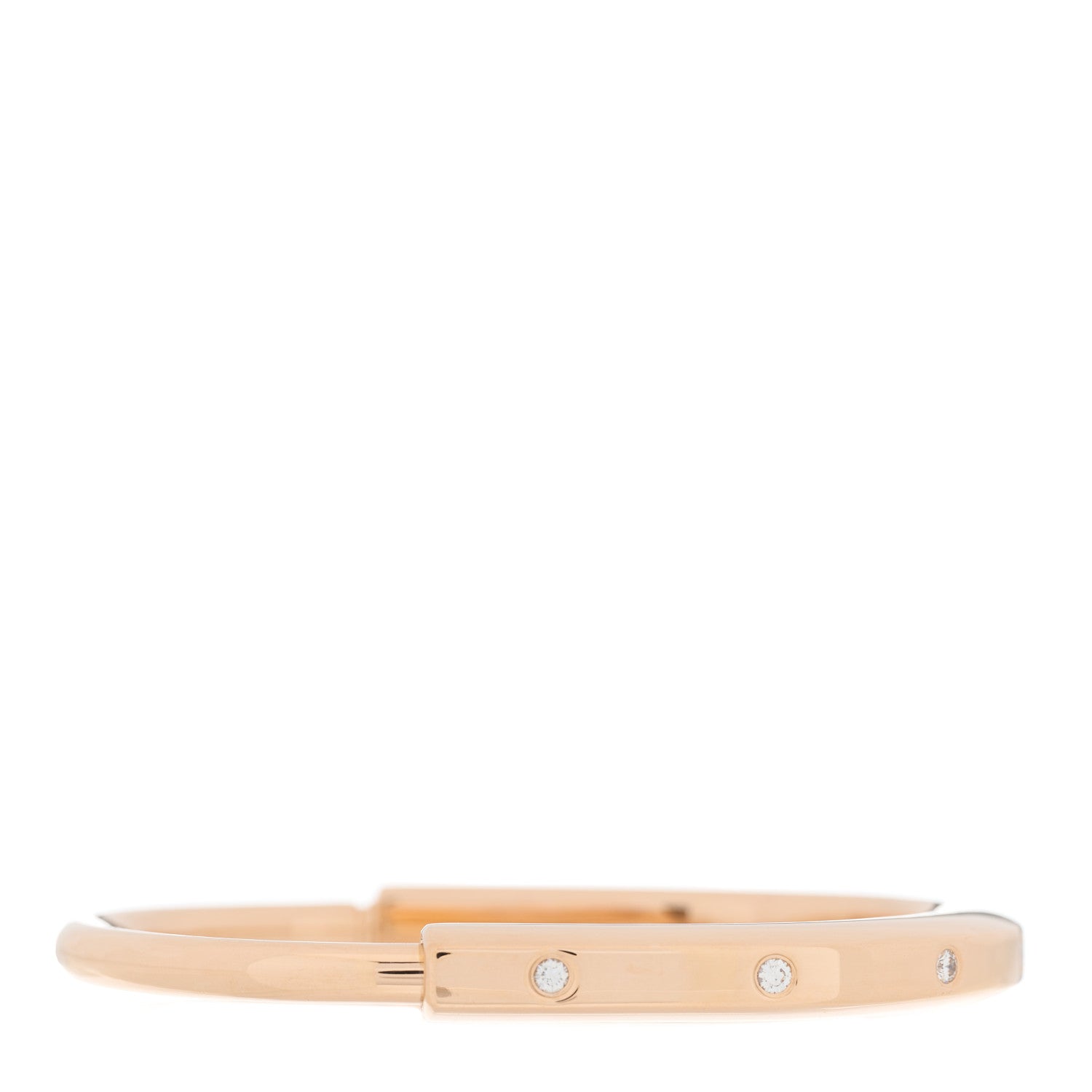 Tiffany 18K Rose Gold Diamond Tiffany Lock Bangle Bracelet 2 of 8