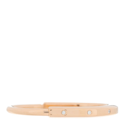 Tiffany 18K Rose Gold Diamond Tiffany Lock Bangle Bracelet 2 of 8