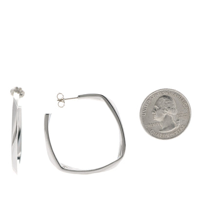 Tiffany Sterling Silver Frank Gehry Torque Square Hoop Earrings 2 of 3