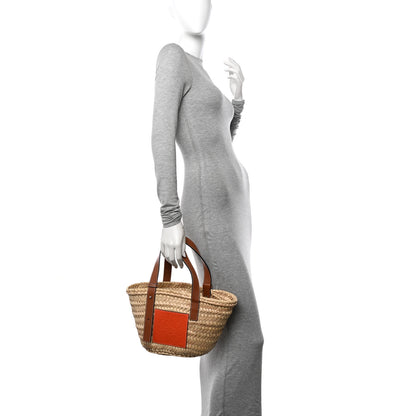 Loewe Raffia Small Basket Tote Bag Natural Orange 2 of 10