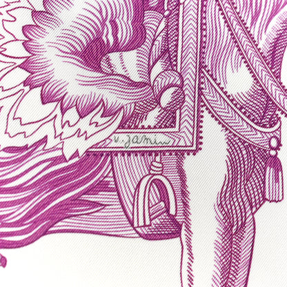 Hermes Silk Della Cavalleria Favolosa Reversible Scarf 90 Blanc Rouge Marine 8 of 9