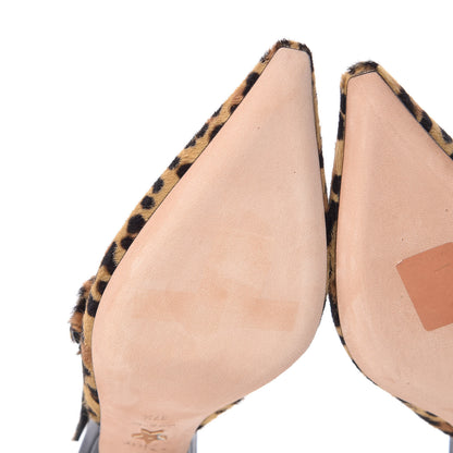 Christian Dior Calf Hair Lambskin Leopard Sweet D Slingback Pumps 37.5 9 of 11