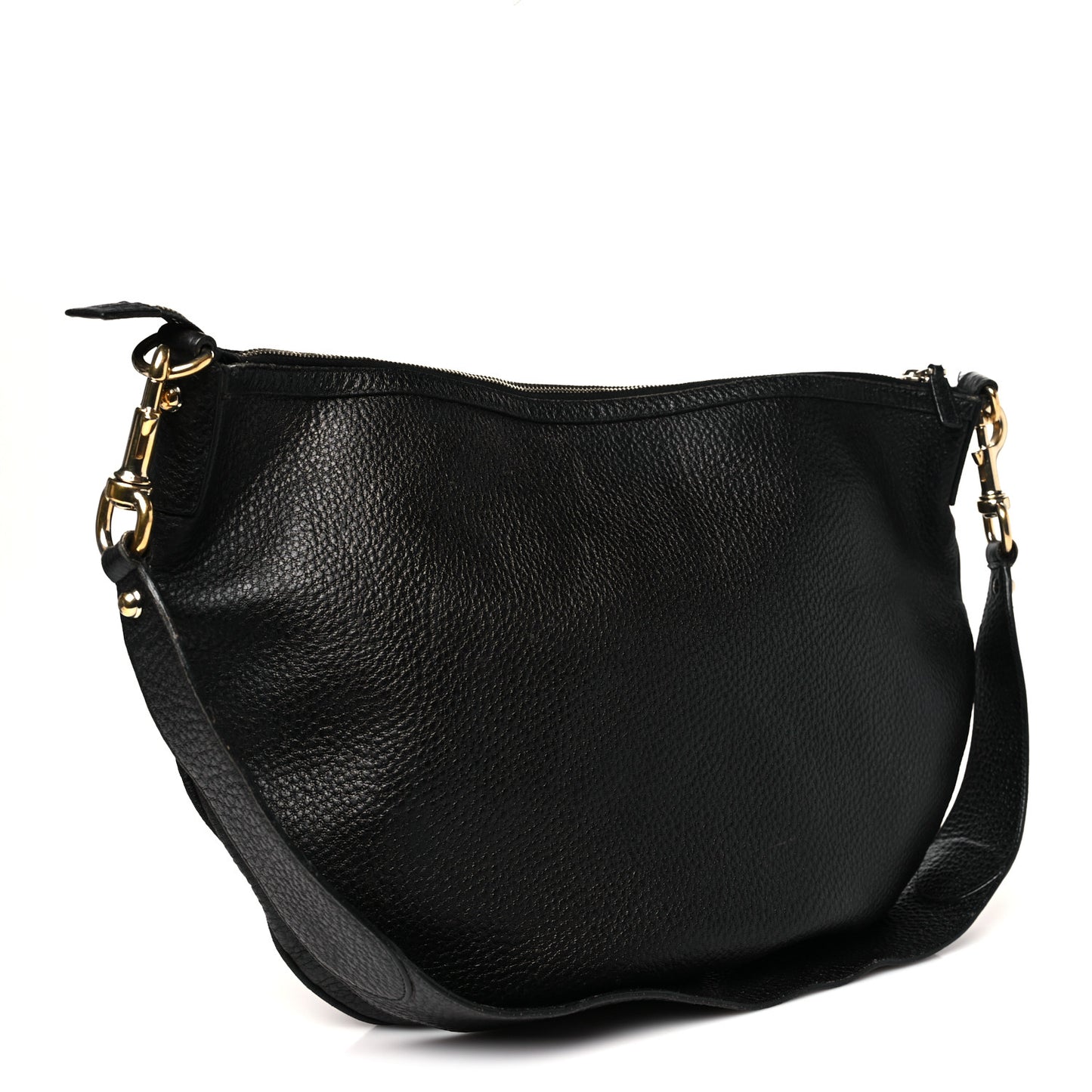 Pebbled Calfskin Web Blondie Hobo Black Beige