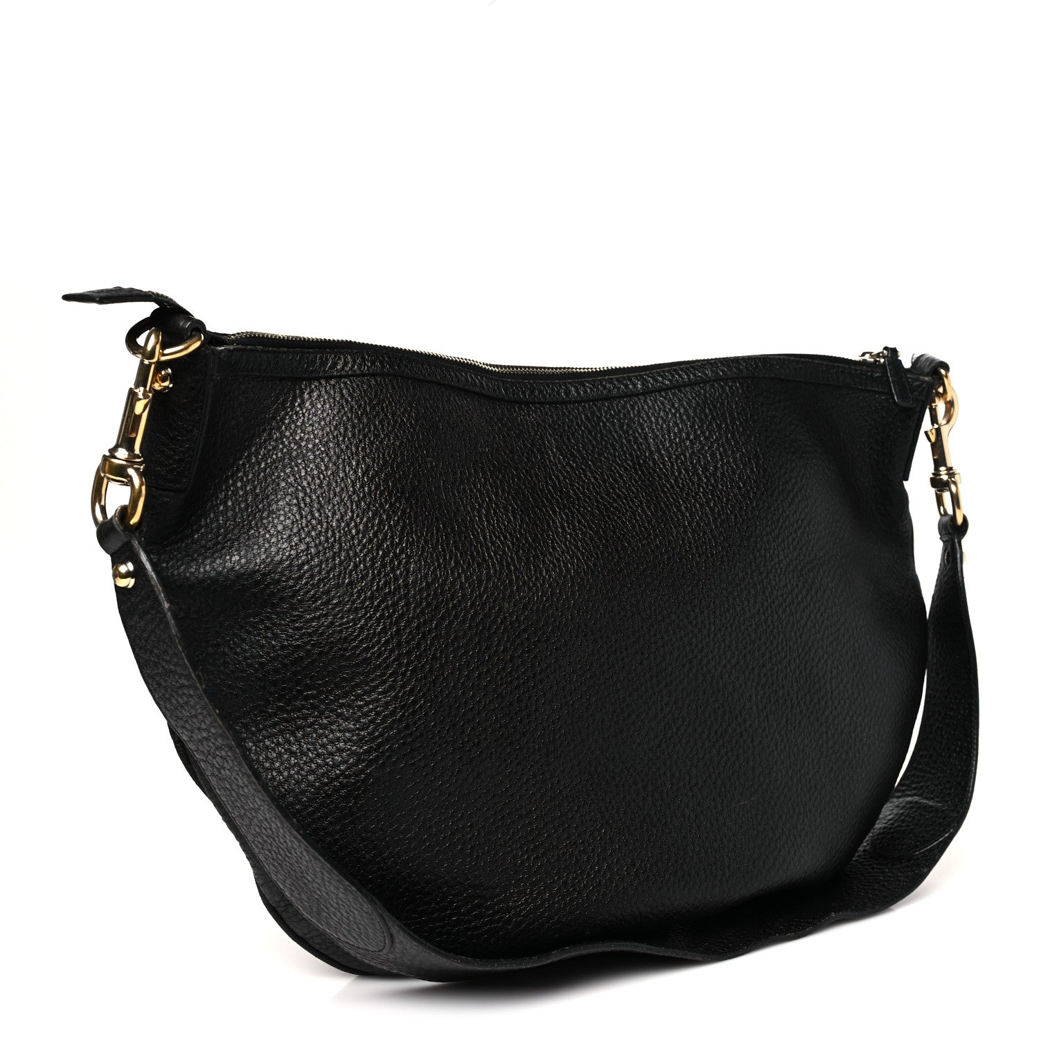 Gucci Pebbled Calfskin Web Blondie Hobo Black Beige 3 of 13