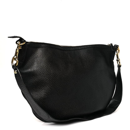 Gucci Pebbled Calfskin Web Blondie Hobo Black Beige 3 of 13