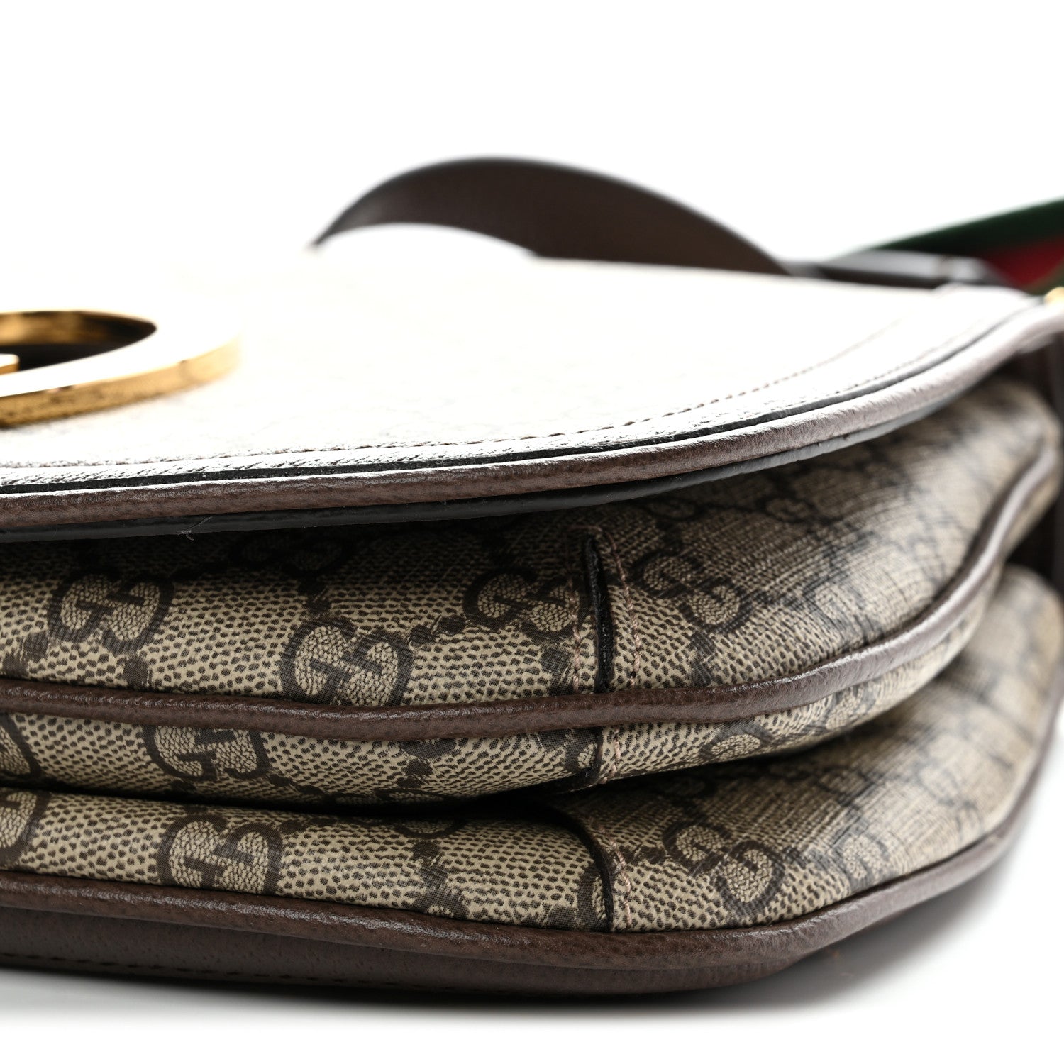 Gucci GG Supreme Monogram Textured Dollar Calfskin Web Medium Blondie Top Handle Shoulder Flap Bag Beige Ebony New Acero 11 of 11