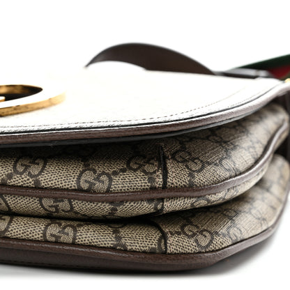 Gucci GG Supreme Monogram Textured Dollar Calfskin Web Medium Blondie Top Handle Shoulder Flap Bag Beige Ebony New Acero 11 of 11