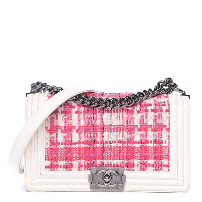 Chanel Patent Tweed Medium Boy Flap White 1 of 16