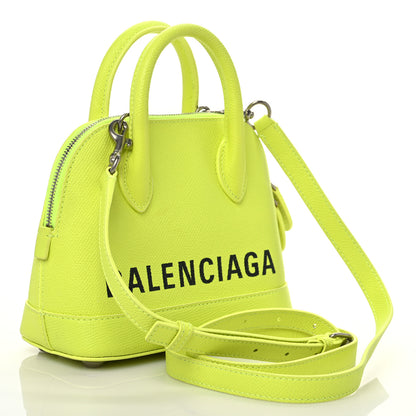Balenciaga Signature Grained Calfskin Logo XXS Ville Top Handle Bag Acid Green Black 2 of 7