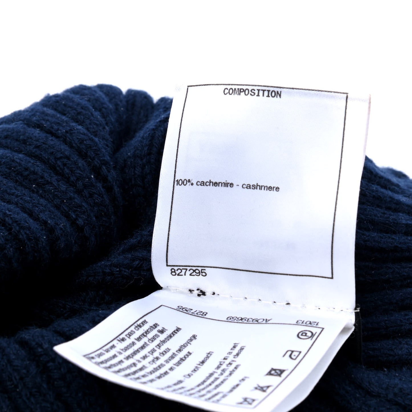 Cashmere Pearl Beanie Hat L Navy