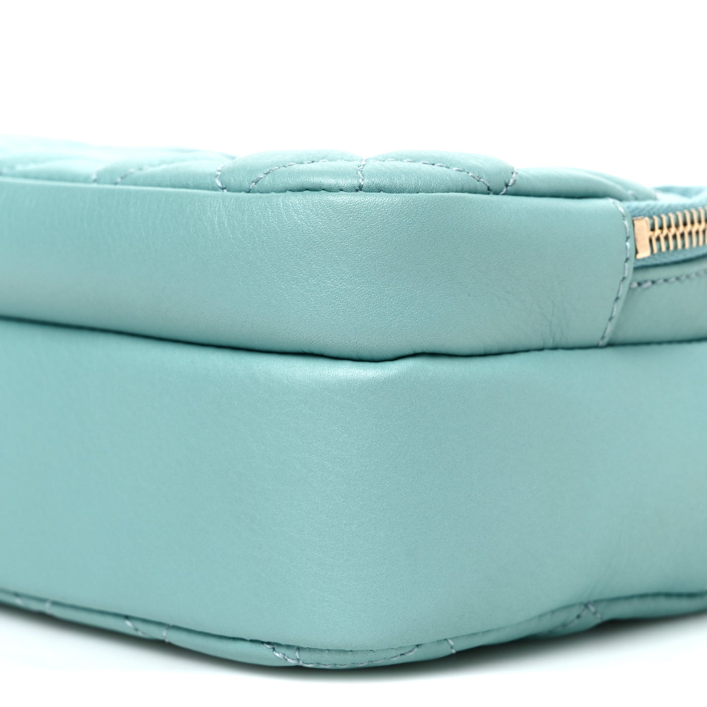 Calfskin Quilted Day Trips Camera Case Turquoise