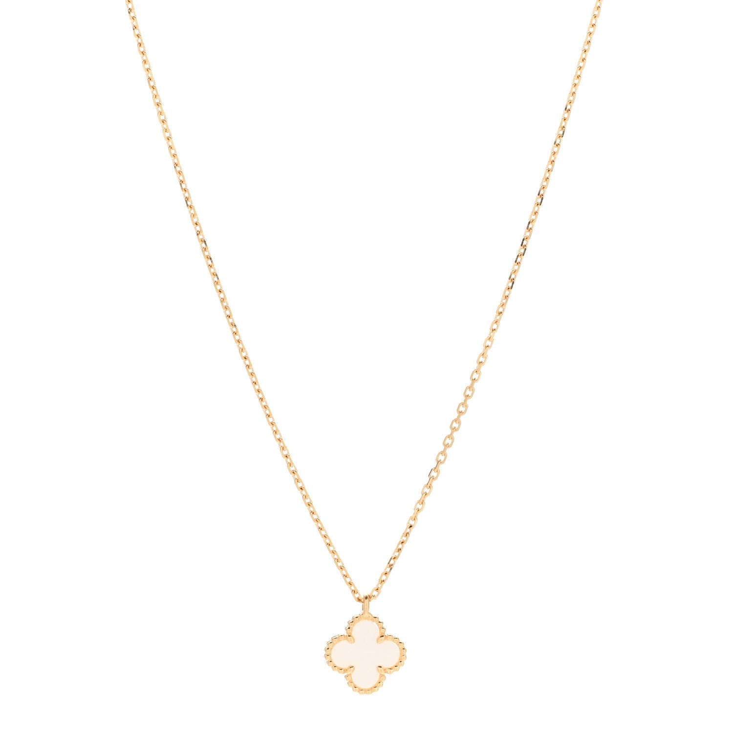 Van Cleef & Arpels 18K Yellow Gold Mother of Pearl Sweet Alhambra Pendant Necklace 1 of 6