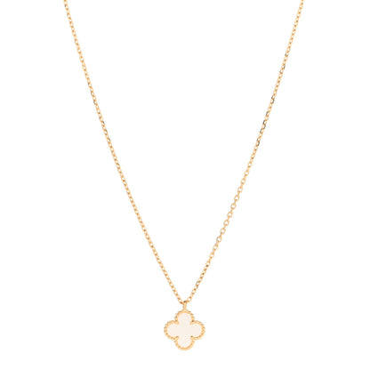 Van Cleef & Arpels 18K Yellow Gold Mother of Pearl Sweet Alhambra Pendant Necklace 1 of 6