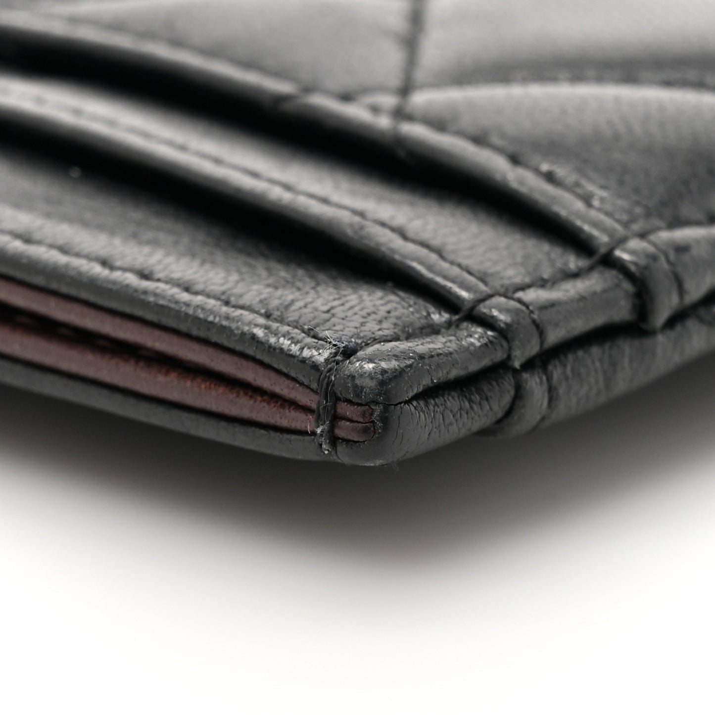 Lambskin Quilted Card Holder Black