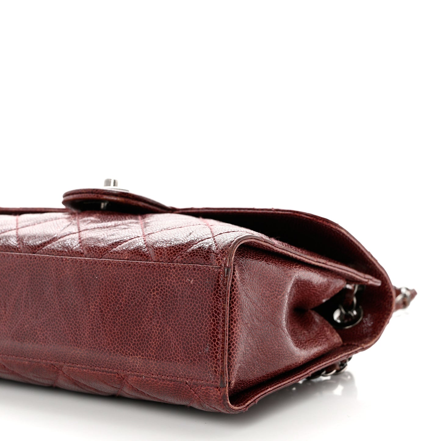 Crumpled Grained Calfskin Medium CC Crave Flap Bordeaux