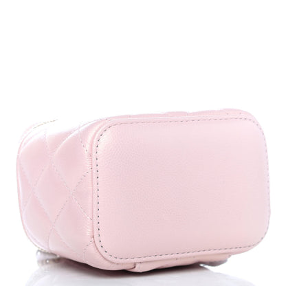 Chanel Iridescent Caviar Quilted Mini Pearl On Top Vanity Case With Chain Light Pink 2 of 3