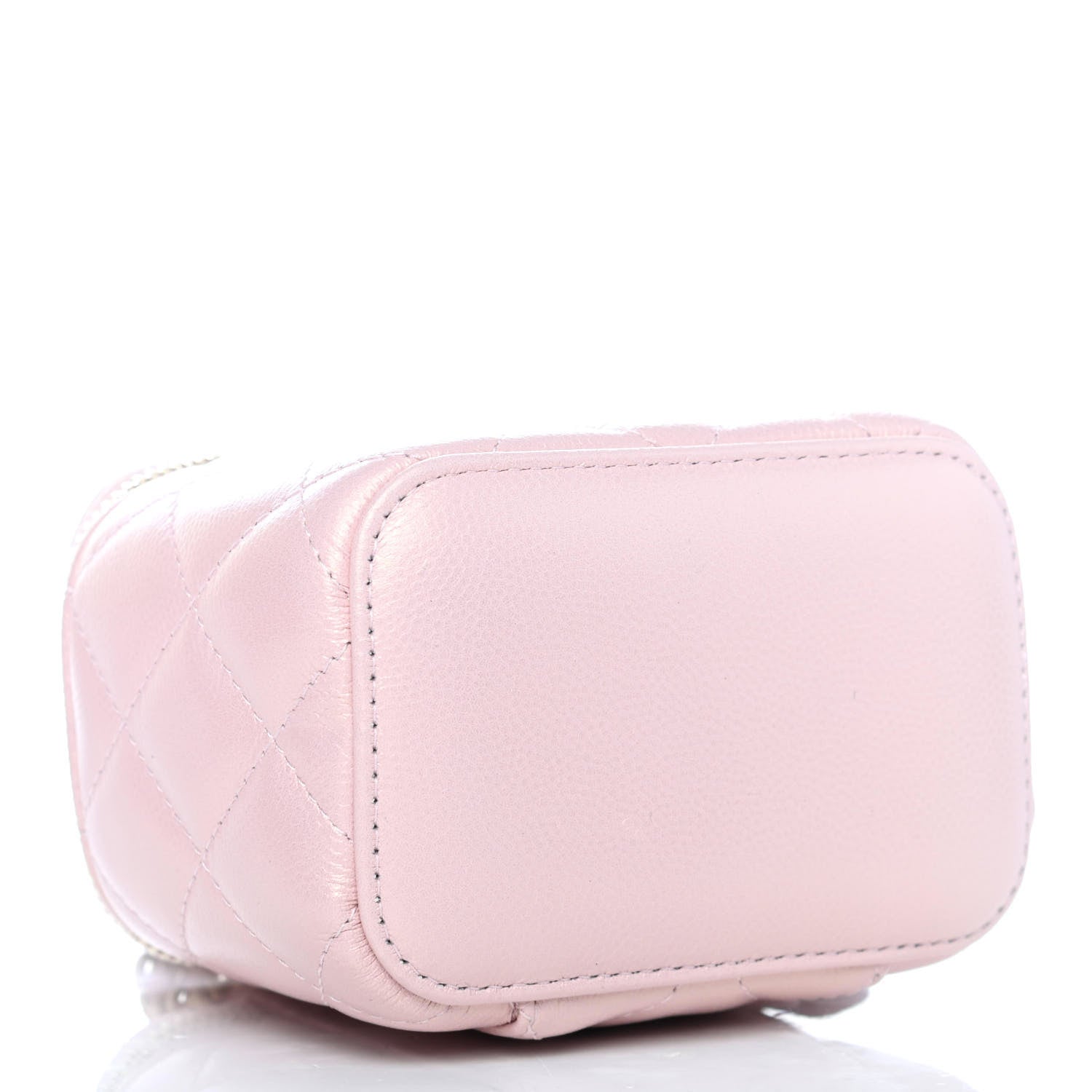 Chanel Iridescent Caviar Quilted Mini Pearl On Top Vanity Case With Chain Light Pink 4 of 5