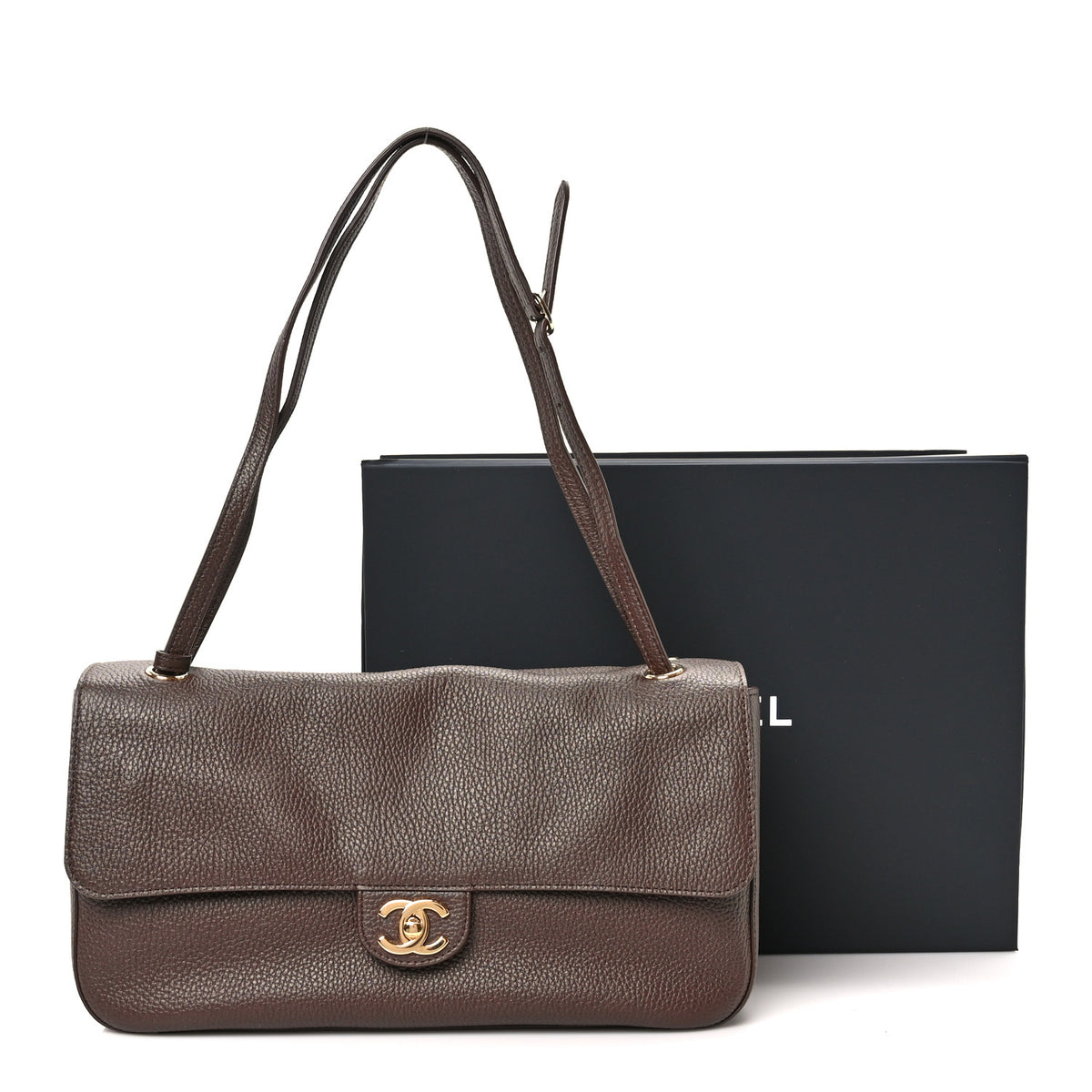 Grained Calfskin Small Souplissimo Maxi Flap Brown
