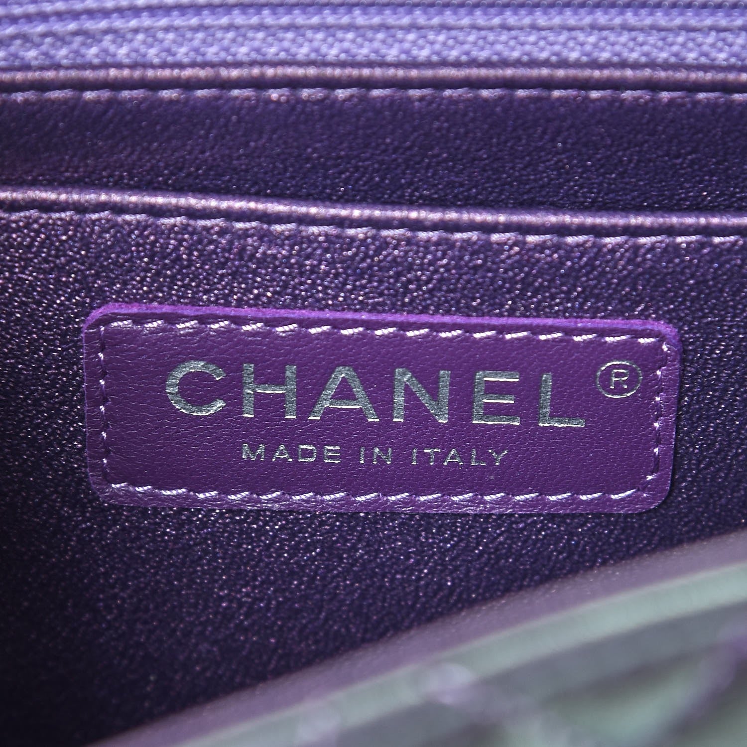 Chanel Iridescent Lambskin Quilted Mini Square Flap Dark Purple 6 of 8