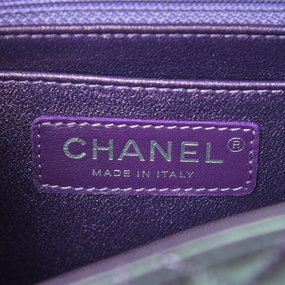 Chanel Iridescent Lambskin Quilted Mini Square Flap Dark Purple 6 of 8