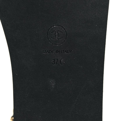 Chanel Lambskin Chain Sandals 37 Black 6 of 8