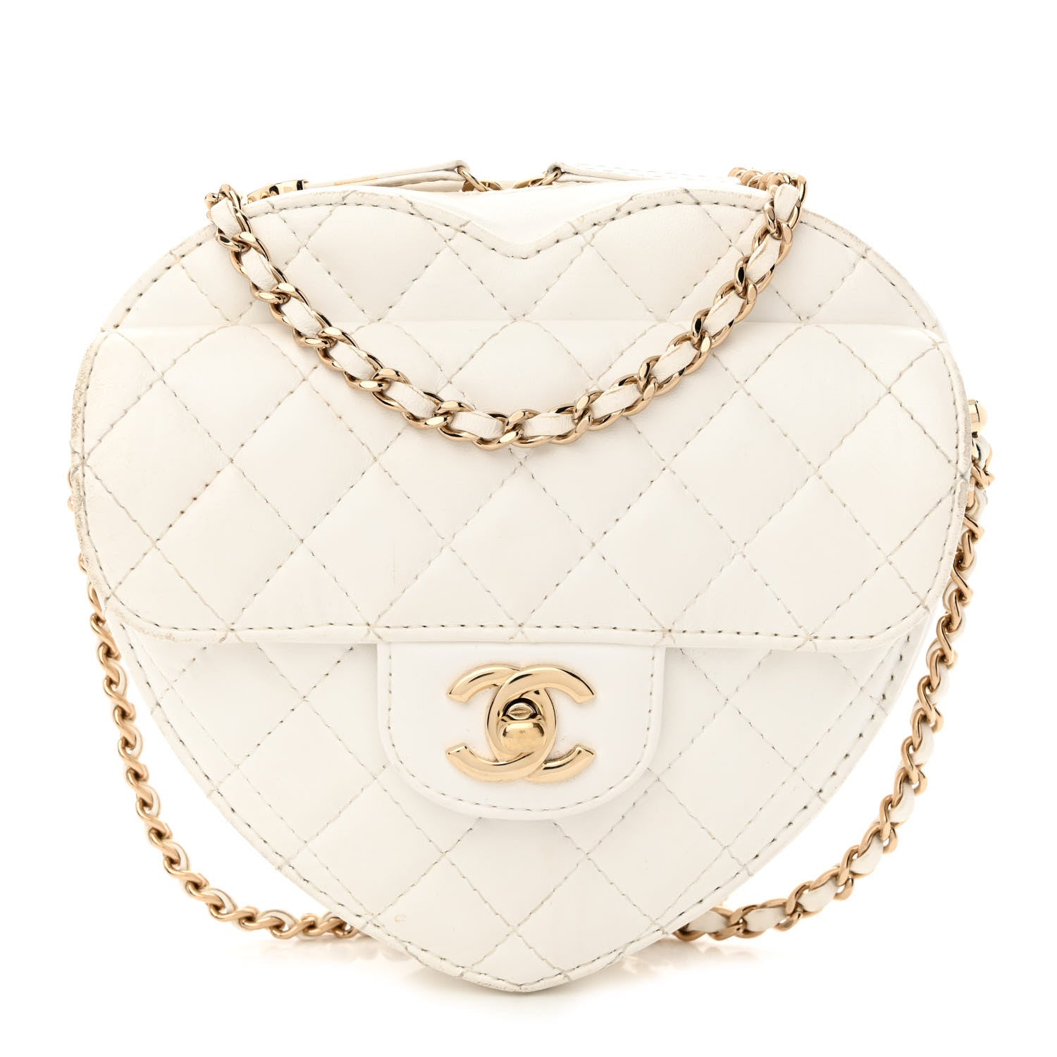 Chanel Lambskin Quilted CC In Love Heart Bag White 1 of 14