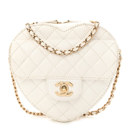 Chanel Lambskin Quilted CC In Love Heart Bag White 1 of 14
