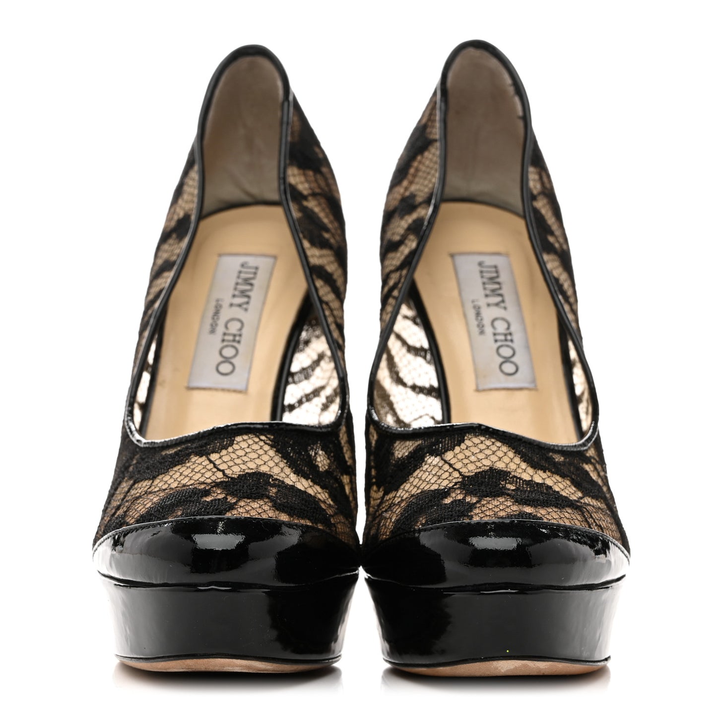 Lace Patent Pumps 36.5 Black