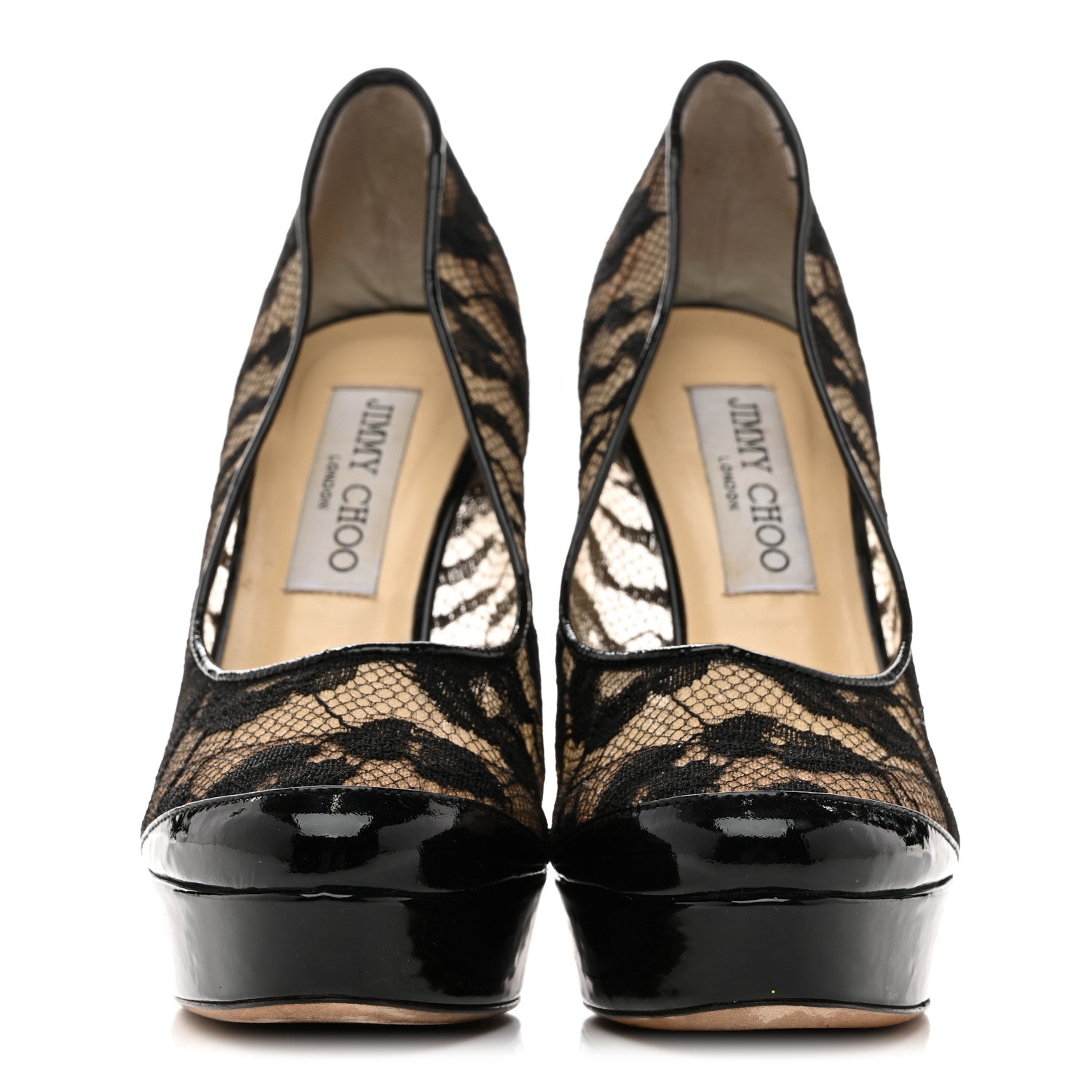 Jimmy Choo Lace Patent Pumps 36.5 Black 3 of 11