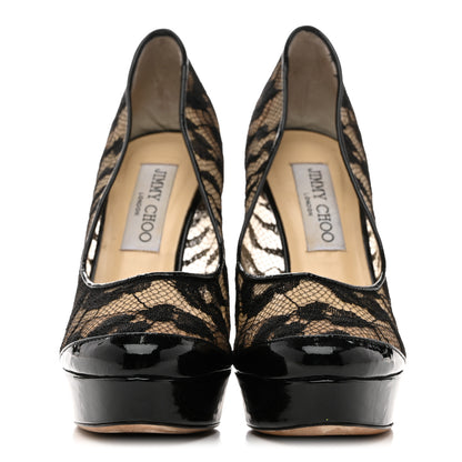 Jimmy Choo Lace Patent Pumps 36.5 Black 3 of 11