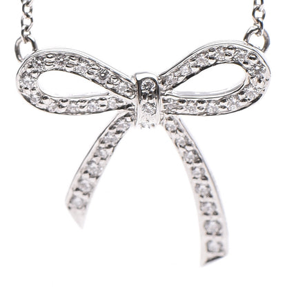 Tiffany Platinum Diamond Mini Bow Pendant Necklace 3 of 8